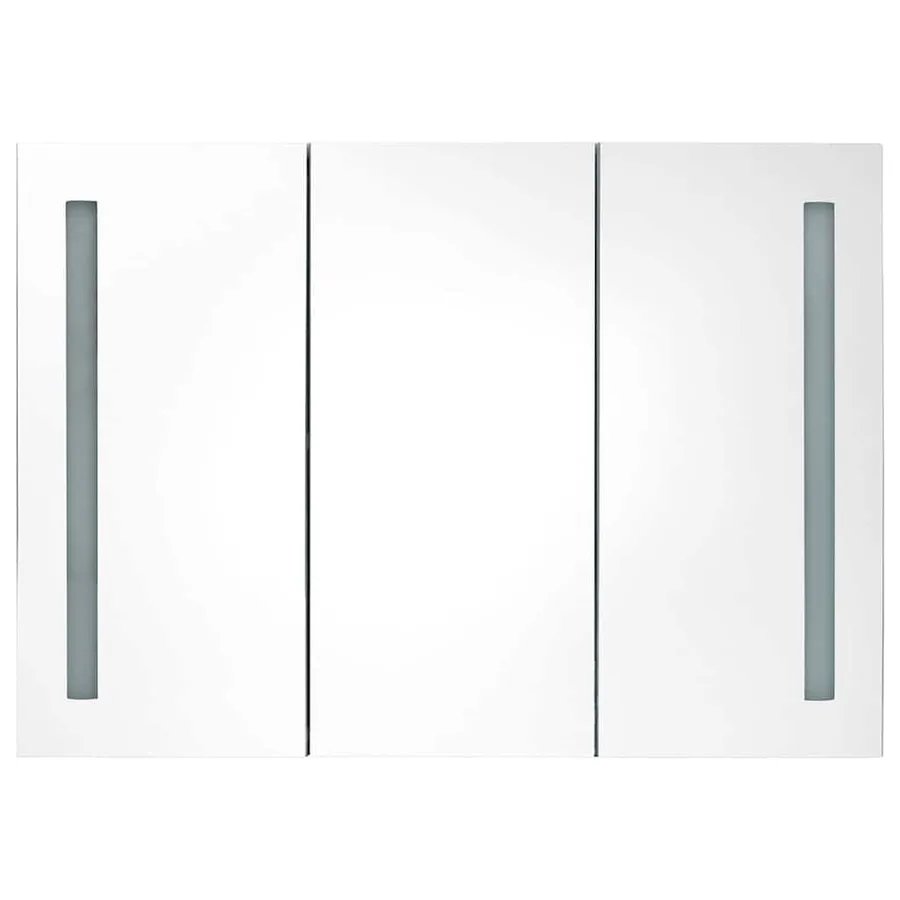 Armoire de salle de bain à miroir LED 89x14x62 cm noir brillant - 5