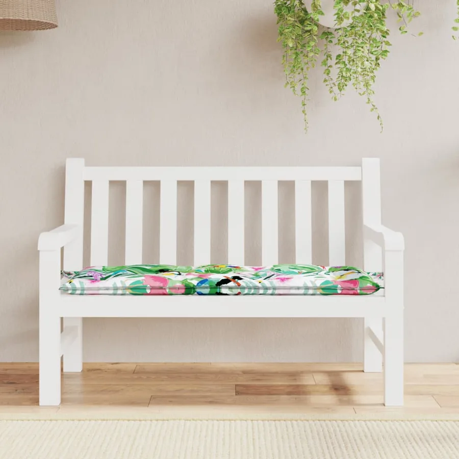 Coussin de banc de jardin carreaux multicolore 120x50x7cm tissu