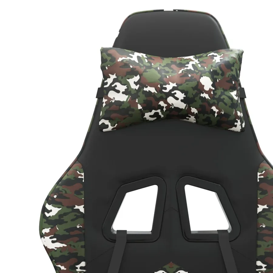 Chaise de jeu pivotante repose-pied Noir camouflage Similicuir - 10