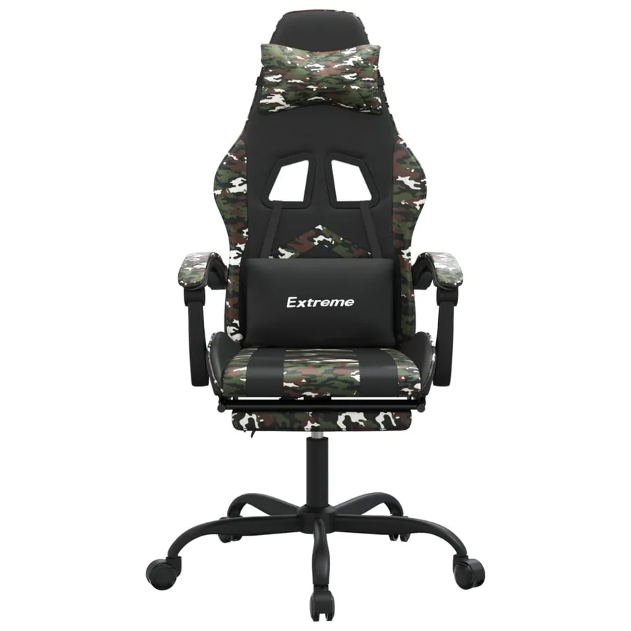 Chaise de jeu pivotante repose-pied Noir camouflage Similicuir - 3