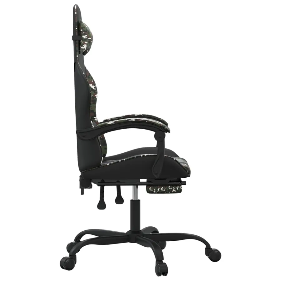 Chaise de jeu pivotante repose-pied Noir camouflage Similicuir - 4