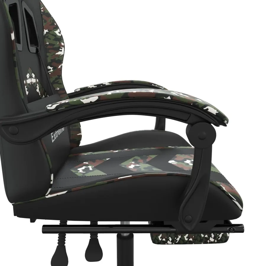 Chaise de jeu pivotante repose-pied Noir camouflage Similicuir - 7