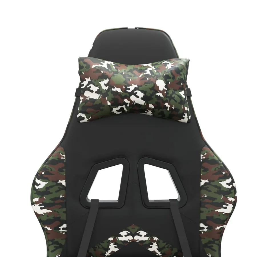 Chaise de jeu pivotante repose-pied Noir camouflage Similicuir - 9