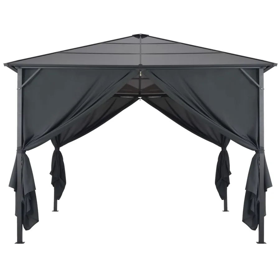 Tonnelle avec rideau Aluminium 3x3 m Noir - 2