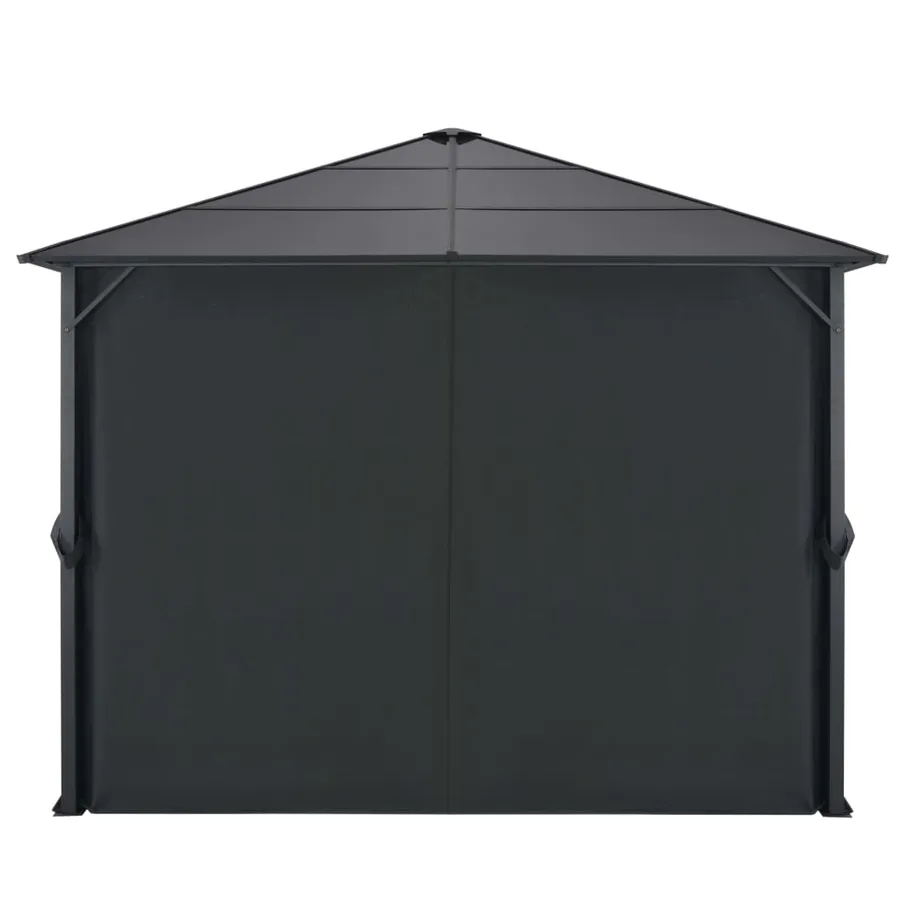 Tonnelle avec rideau Aluminium 3x3 m Noir - 3