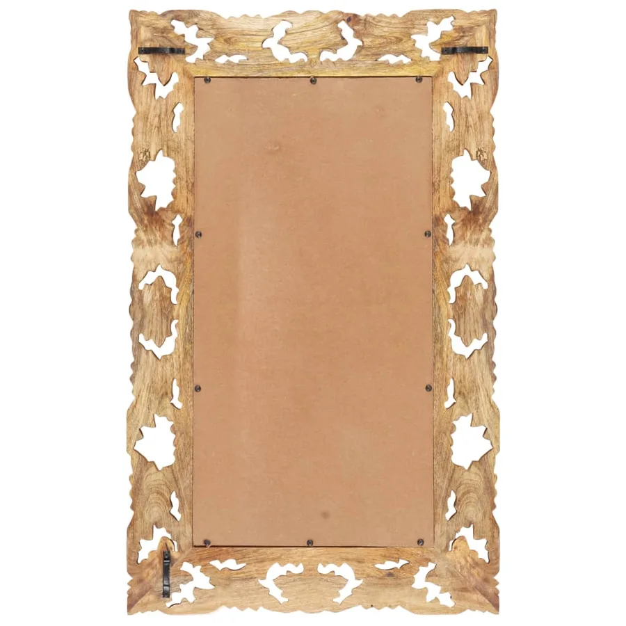 Miroir sculpté à la main Marron 80x50cm Bois de manguier massif - 3