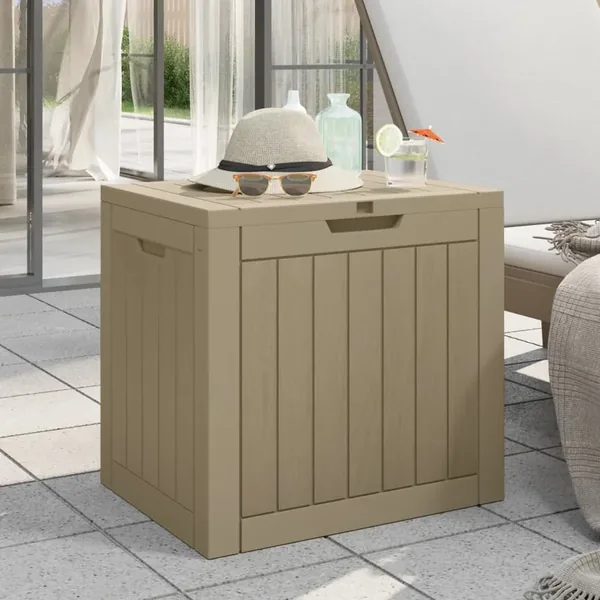 Boîte de stockage de jardin gris 55,5x43x53 cm polypropylène