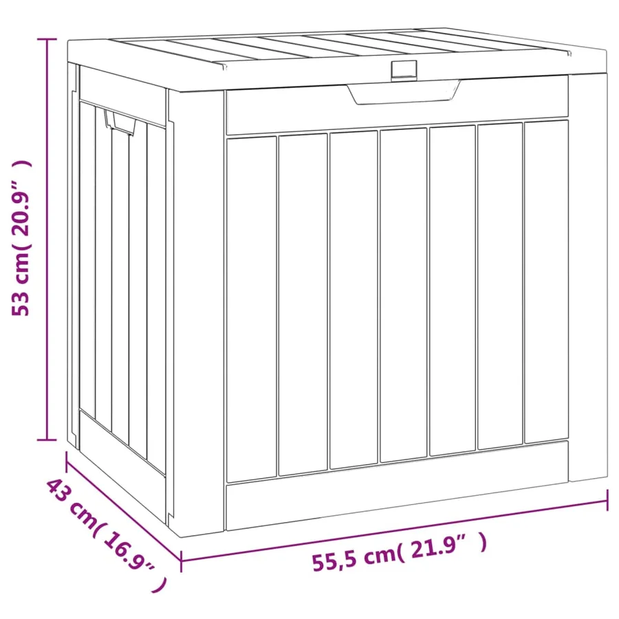 Boîte de stockage de jardin gris 55,5x43x53 cm polypropylène - 9