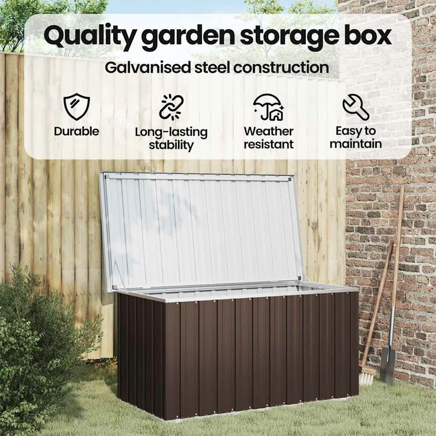 Coffre de rangement de jardin Marron 129x67x65 cm - 12