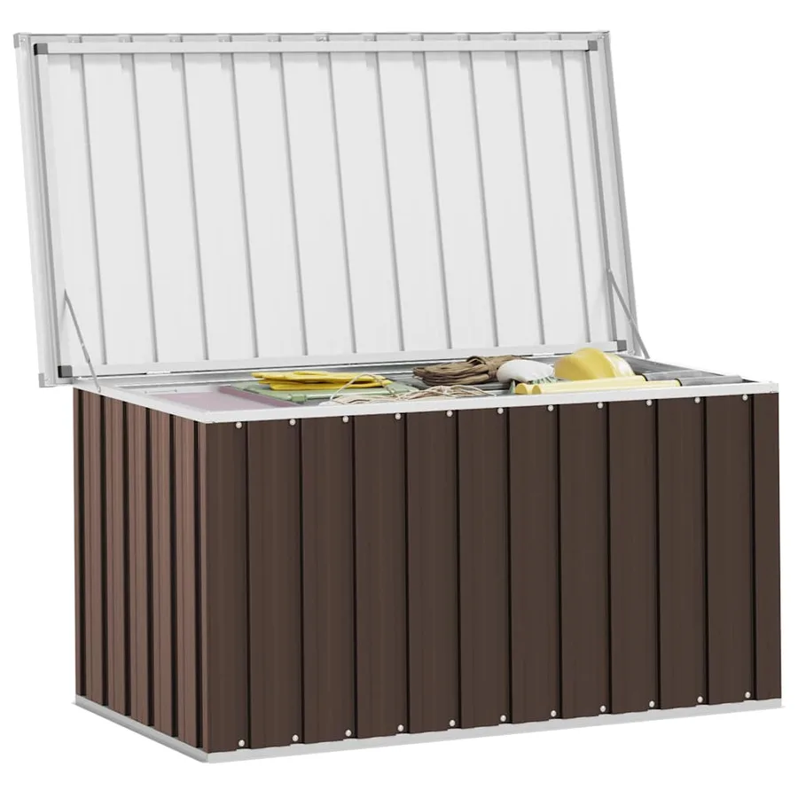 Coffre de rangement de jardin Marron 129x67x65 cm - 8