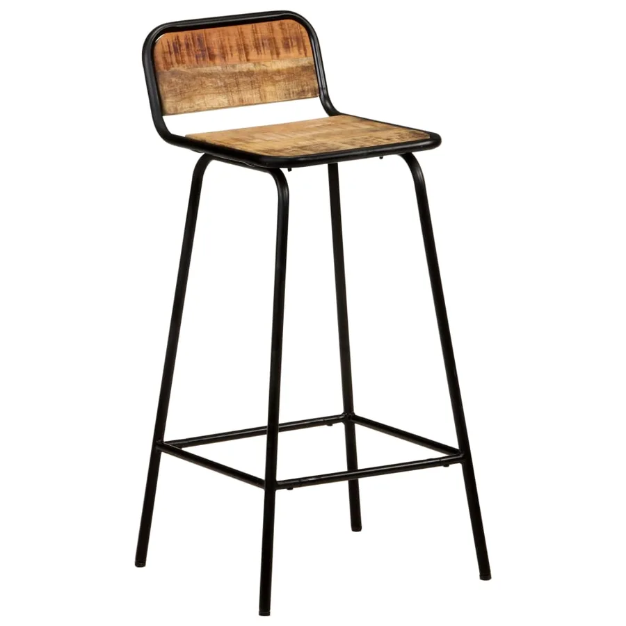 Chaises de bar lot de 4 bois de manguier solide - 8
