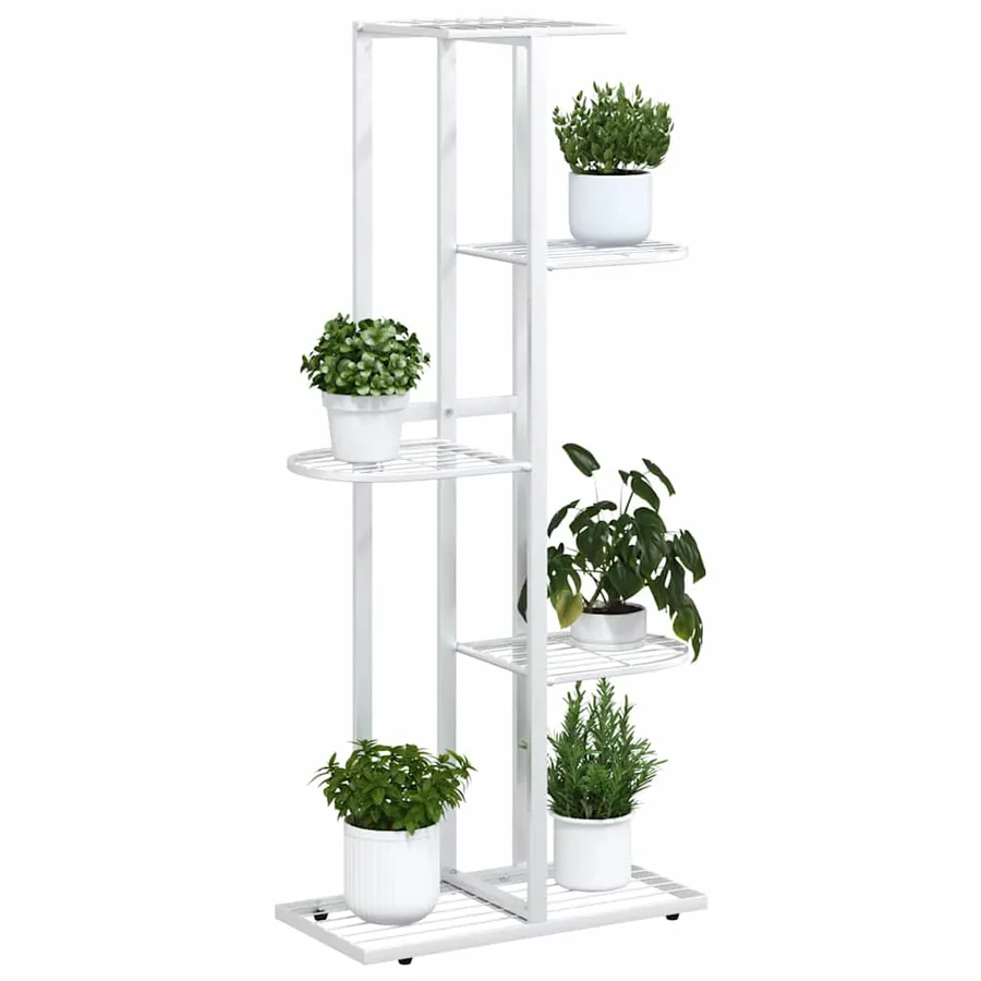 Support pour plantes 5 niveaux 43x22x98 cm Blanc Métal - 4