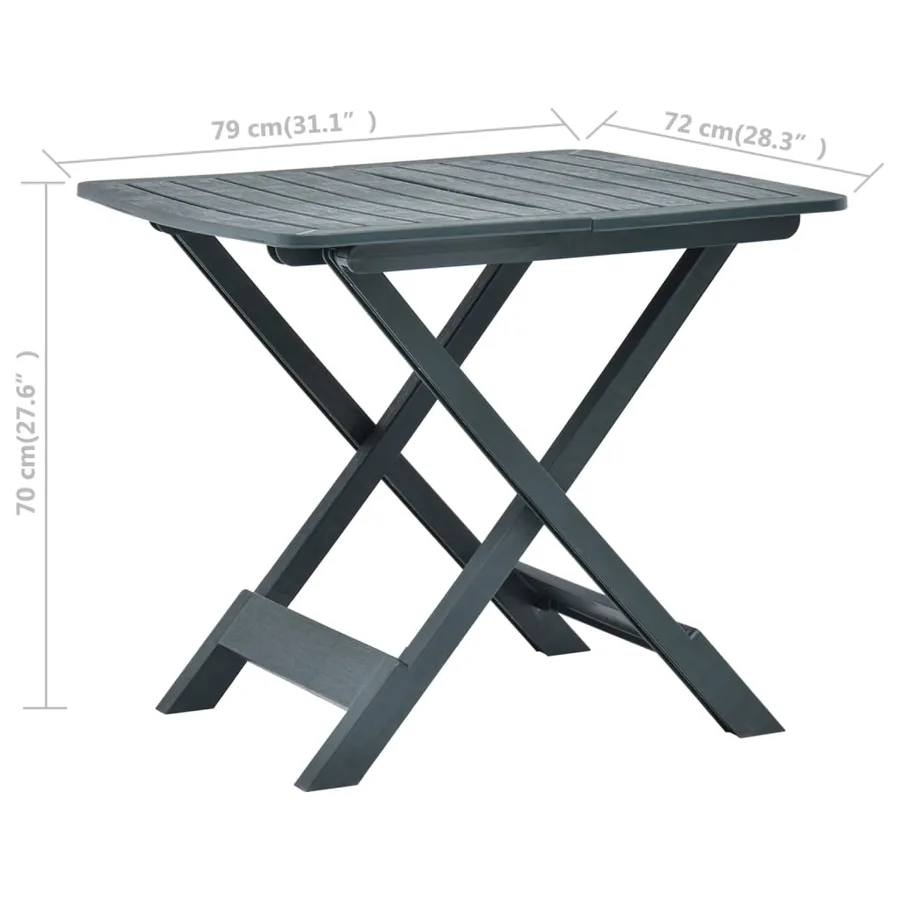 Table pliable de jardin Vert 79x72x70 cm Plastique - 7