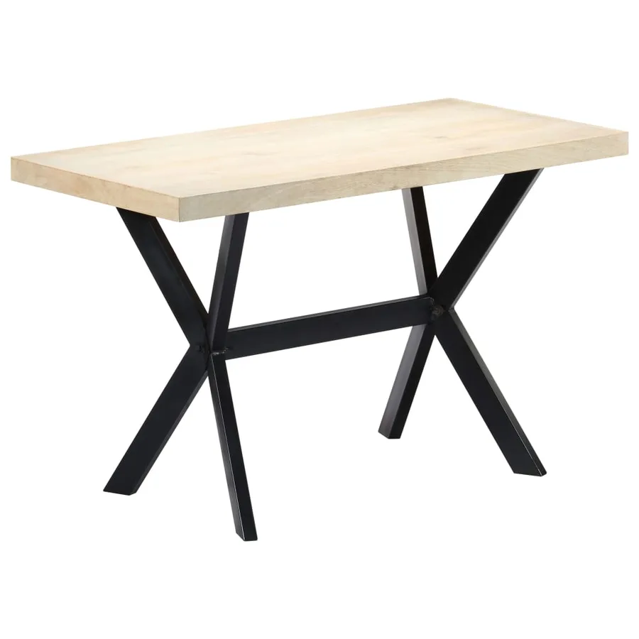 Table à dîner Blanc 120x60x75 cm Bois de manguier massif - 9