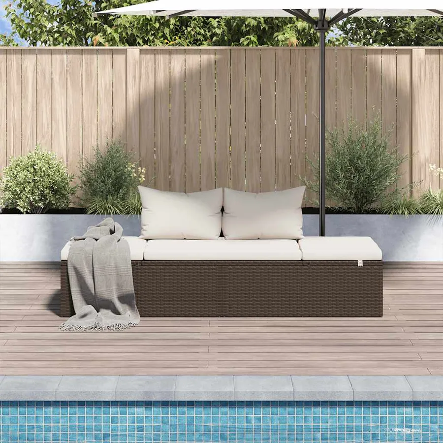 Lit de jardin Marron 195x60 cm Résine tressée - 3