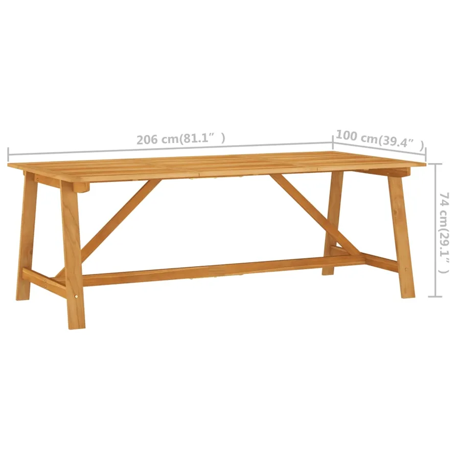 Table à manger de jardin 206x100x74 cm Bois d'acacia massif - 6