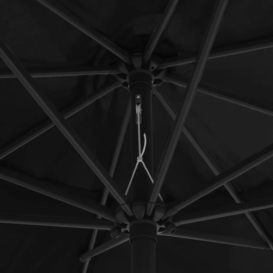 Parasol de jardin avec mât en métal 390 cm noir - 5