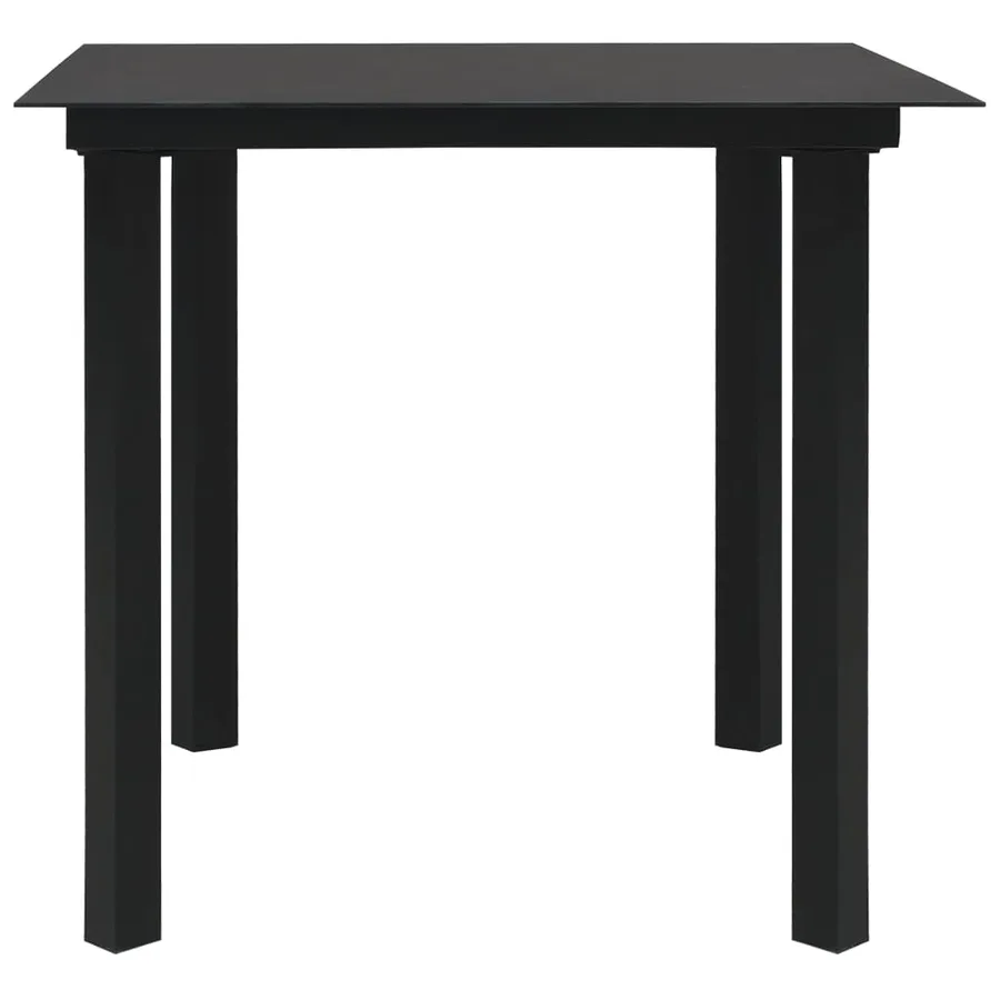 Table à dîner de jardin Noir 80x80x74 cm Acier et verre - 2