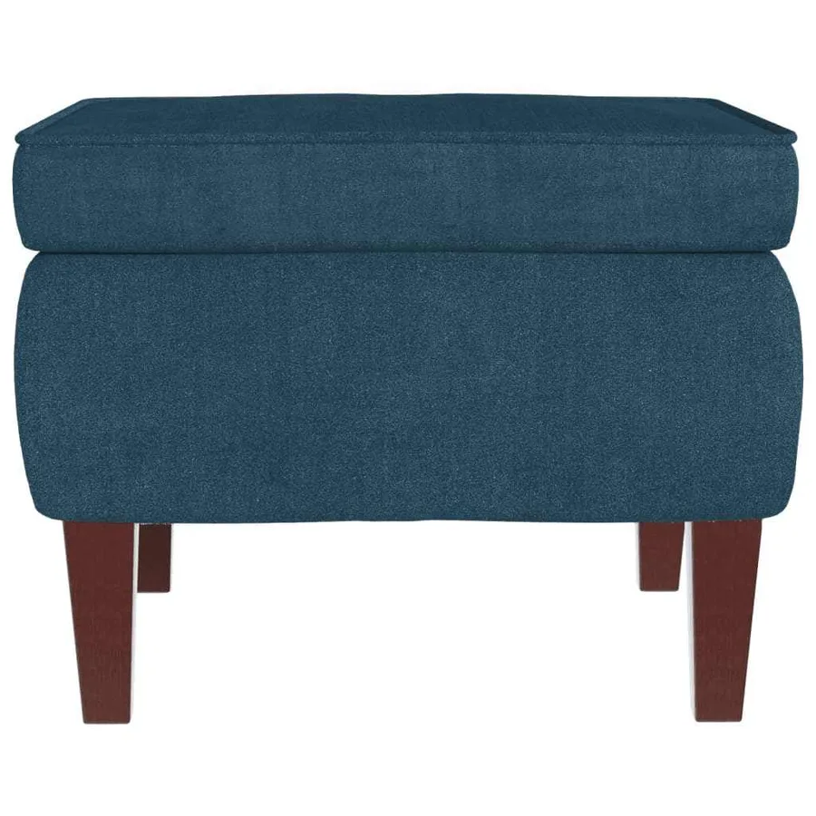 Fauteuil à bascule à oreilles en velours bleu bois massif - 10