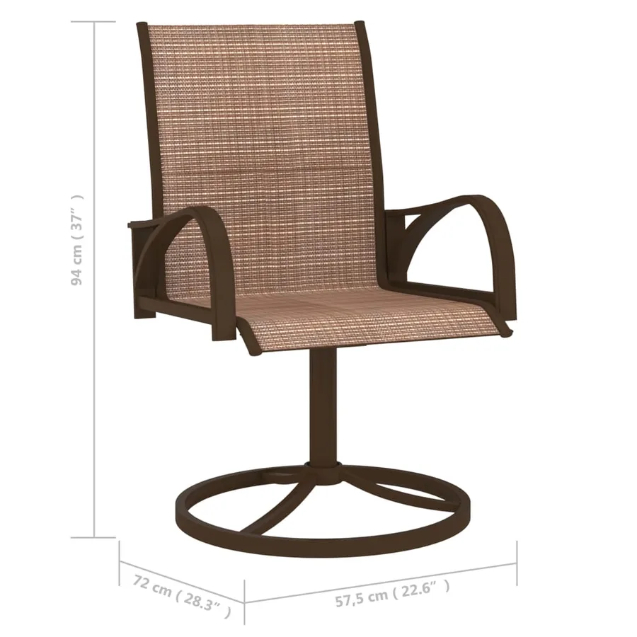 Chaises pivotantes de jardin lot de 2 Textilène et acier Marron - 7