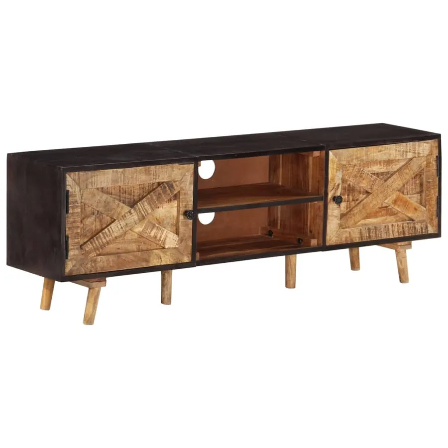 Meuble TV 140x30x46 cm Bois de manguier brut et d'acacia massif - 10