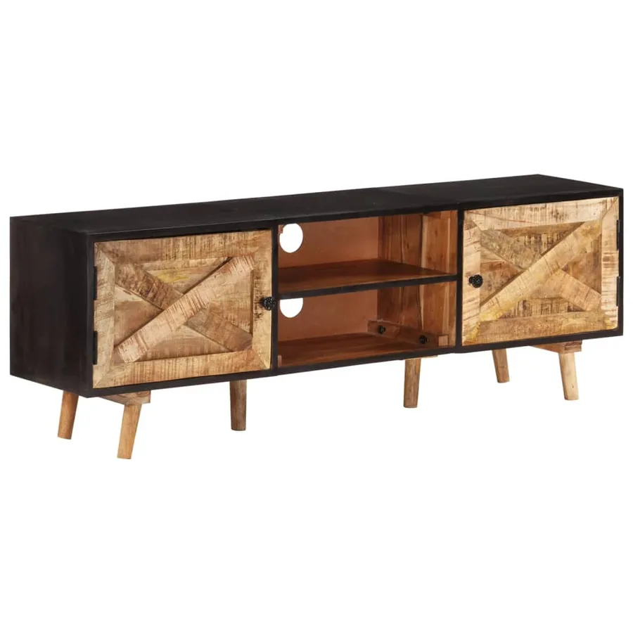 Meuble TV 140x30x46 cm Bois de manguier brut et d'acacia massif - 12