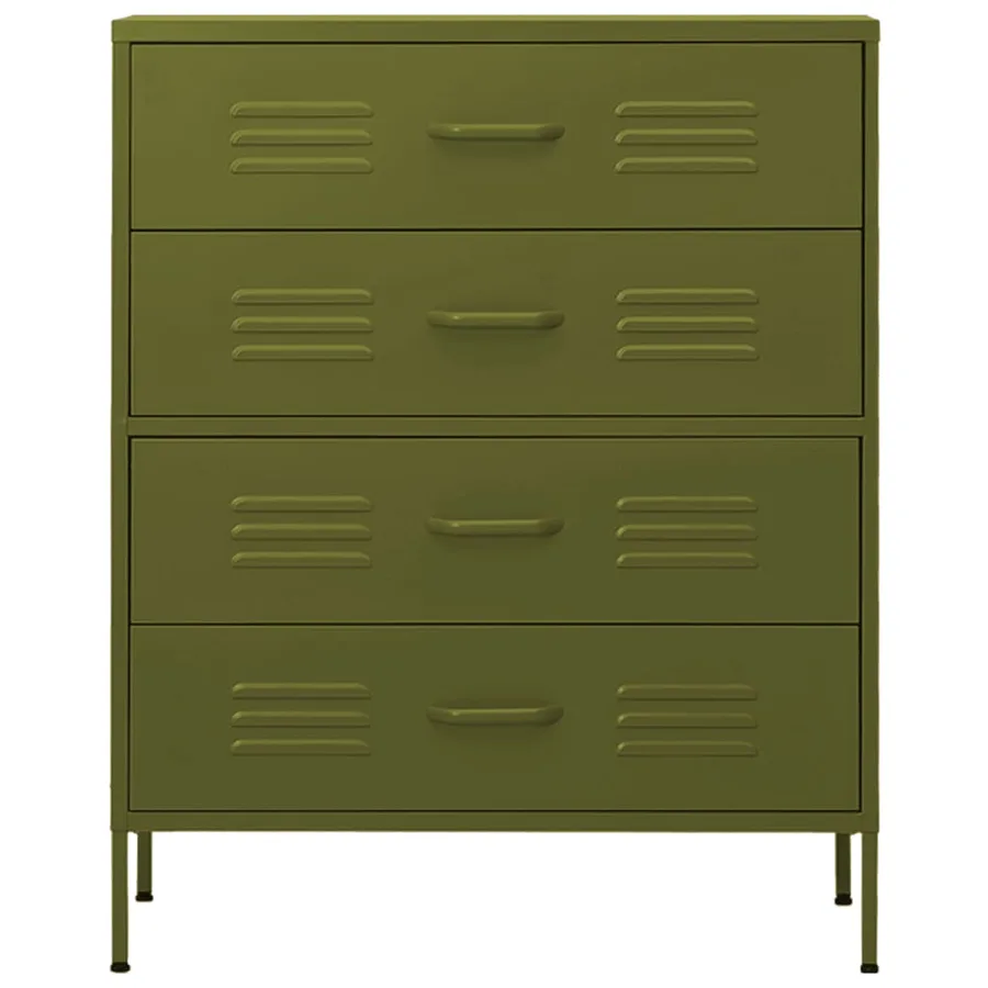 Commode Vert olive 80x35x101,5 cm Acier - 3