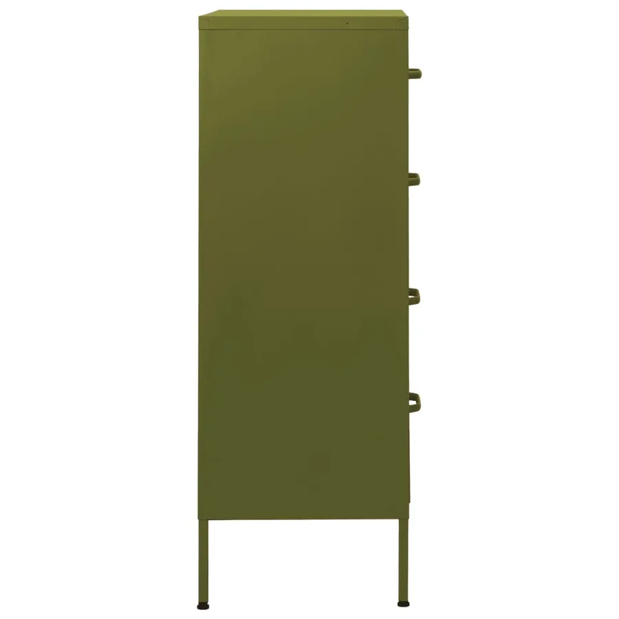 Commode Vert olive 80x35x101,5 cm Acier - 4