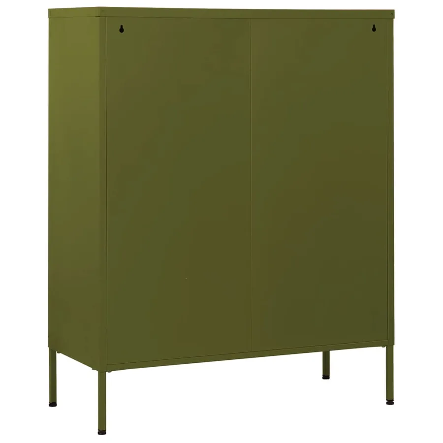 Commode Vert olive 80x35x101,5 cm Acier - 5