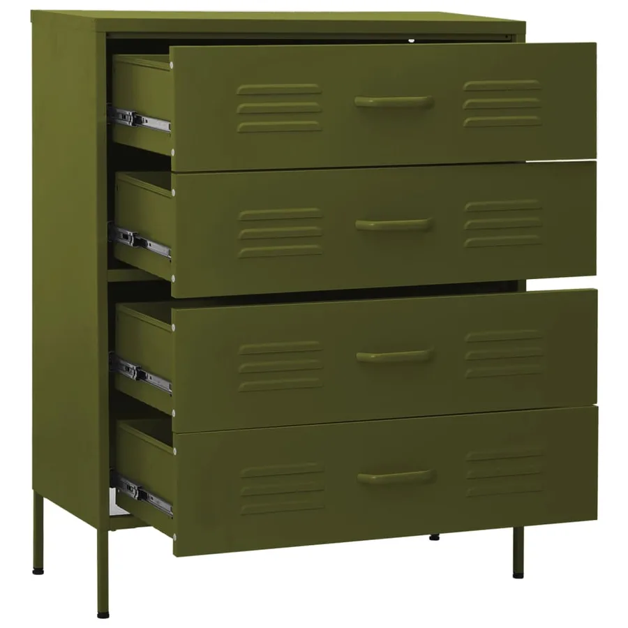 Commode Vert olive 80x35x101,5 cm Acier - 6