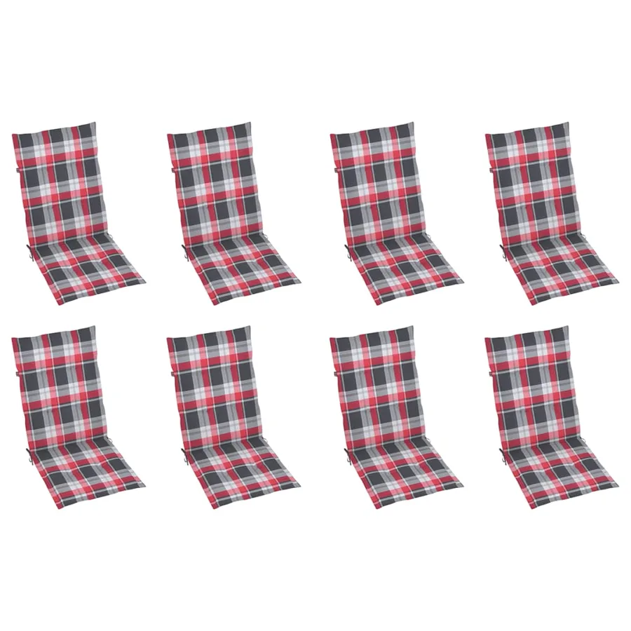 Chaises inclinables de jardin et coussins lot de 8 Teck solide - 6