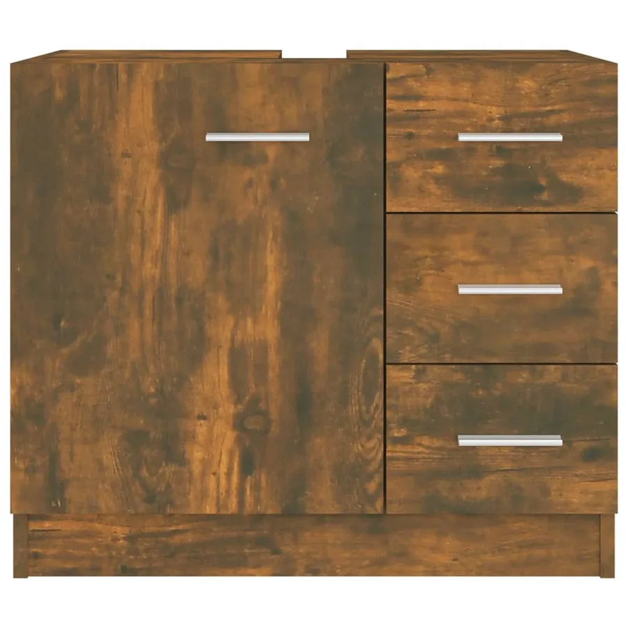 Armoire de lavabo Chêne fumé 63x30x54 cm Bois d'ingénierie - 3