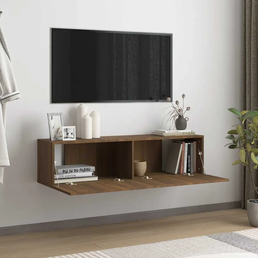 Armoire murale TV Chêne marron 120x30x30 cm Bois d'ingénierie - 3