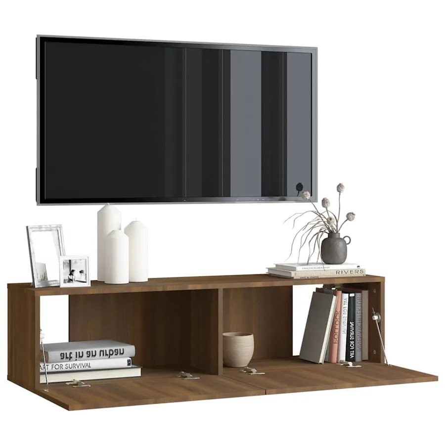 Armoire murale TV Chêne marron 120x30x30 cm Bois d'ingénierie - 4