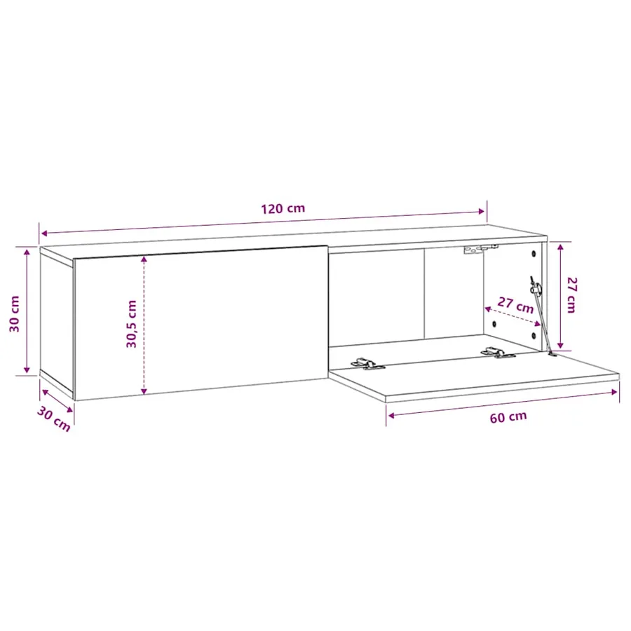Armoire murale TV Chêne marron 120x30x30 cm Bois d'ingénierie - 8