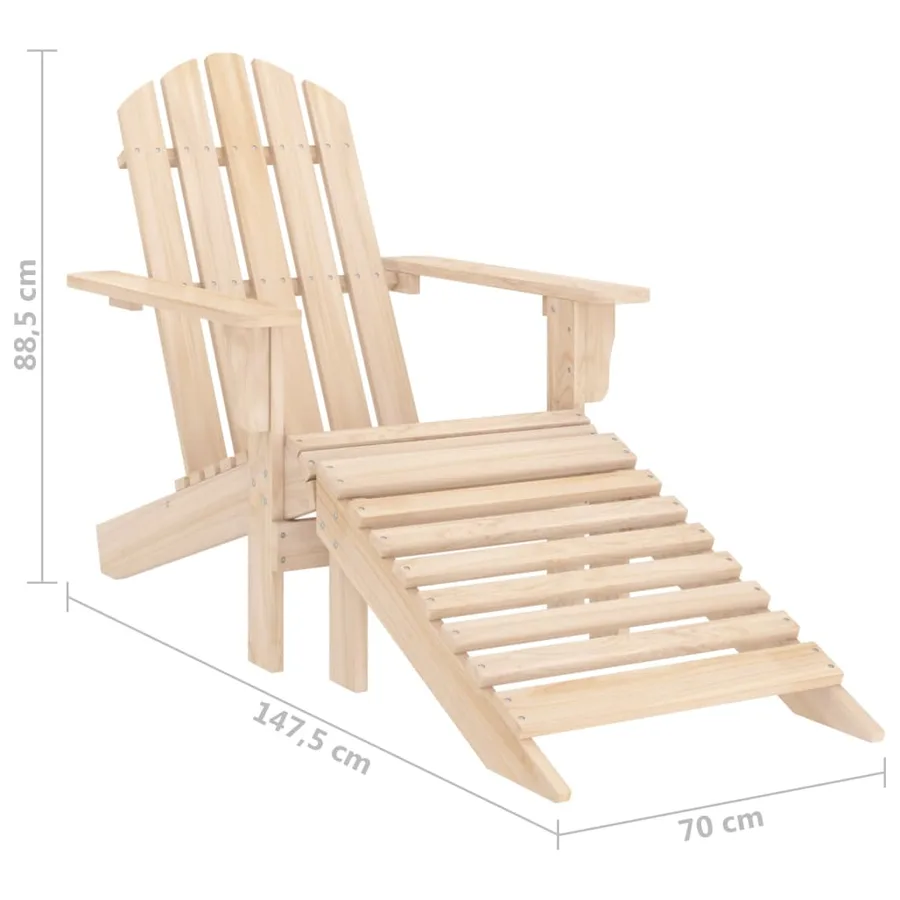 Chaise de jardin Adirondack avec pouf bois de sapin solide - 8