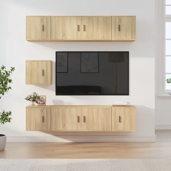 Ensemble de meubles TV 7 pcs Chêne sonoma Bois d'ingénierie