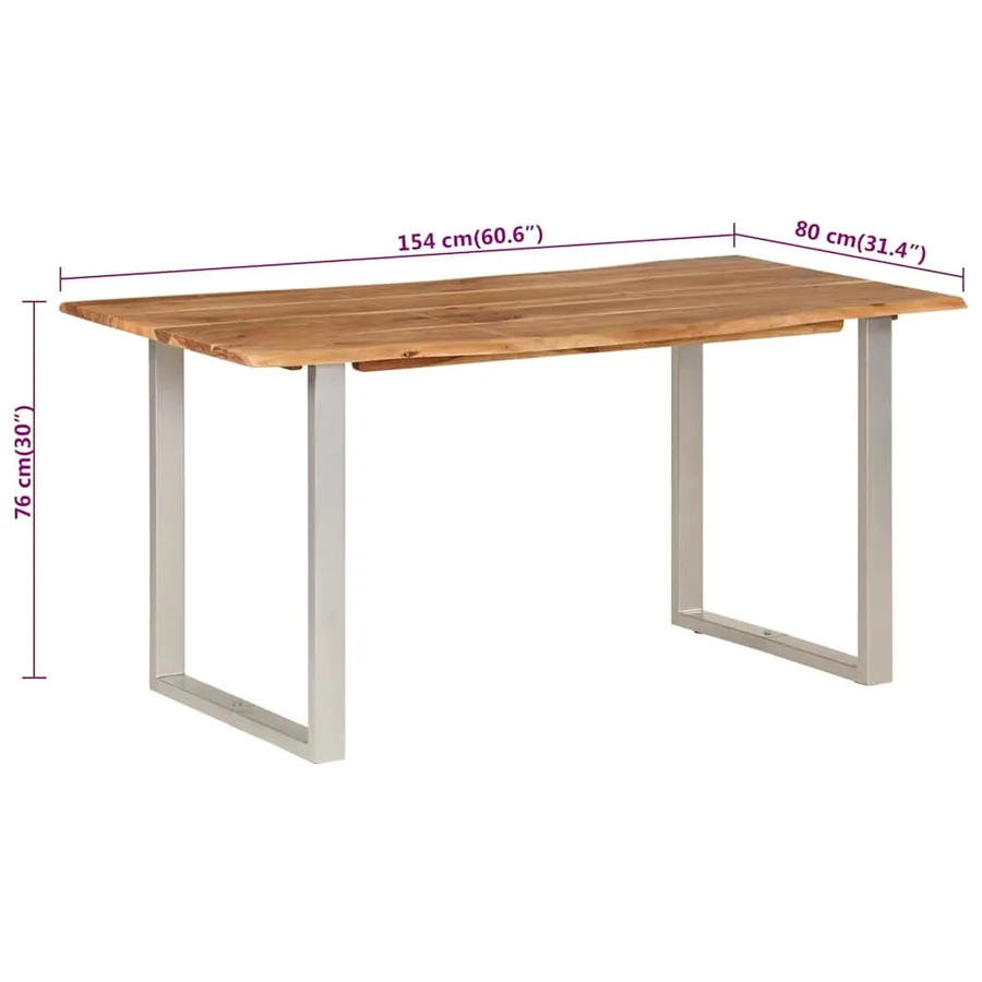 Table de salle à manger 154x80x76 cm Bois d'acacia solide - 10