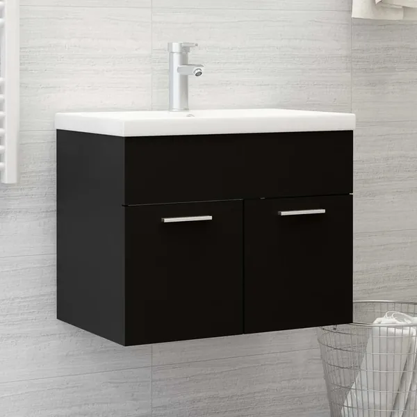 Armoire d'évier Noir 60x38,5x46 cm Bois d’ingénierie