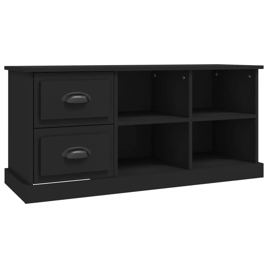 Meuble TV noir 102x35,5x47,5 cm bois d'ingénierie - 2