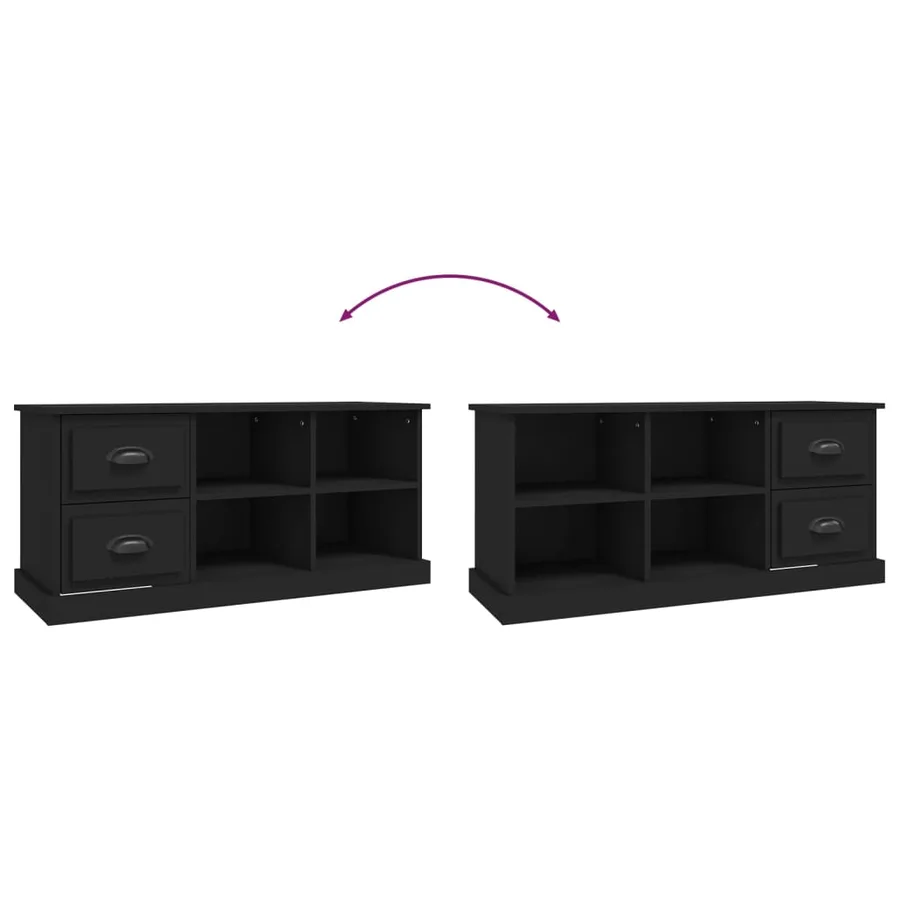 Meuble TV noir 102x35,5x47,5 cm bois d'ingénierie - 9