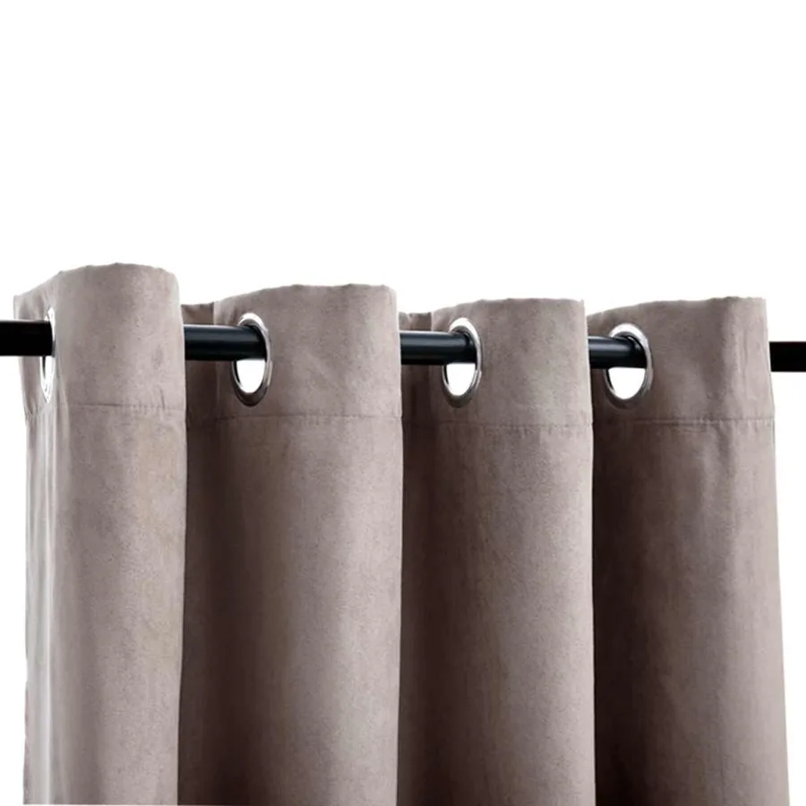 Rideaux occultants avec anneaux en métal 2 pcs Taupe 140x245 cm - 3