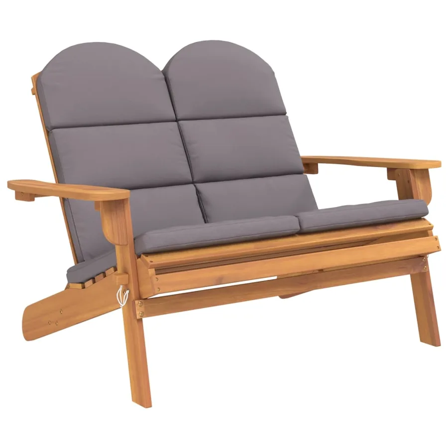 Banc de jardin Adirondack et coussins 126 cm bois massif acacia - 2