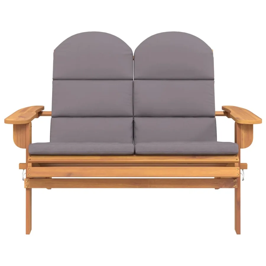Banc de jardin Adirondack et coussins 126 cm bois massif acacia - 3