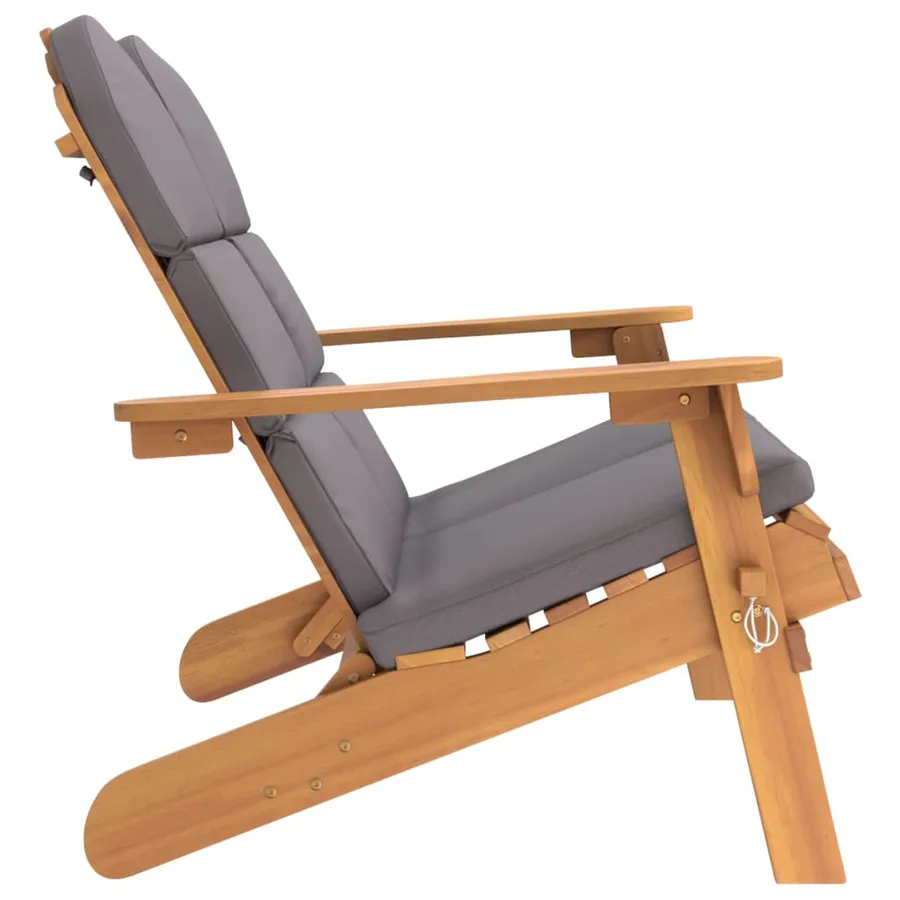 Banc de jardin Adirondack et coussins 126 cm bois massif acacia - 4