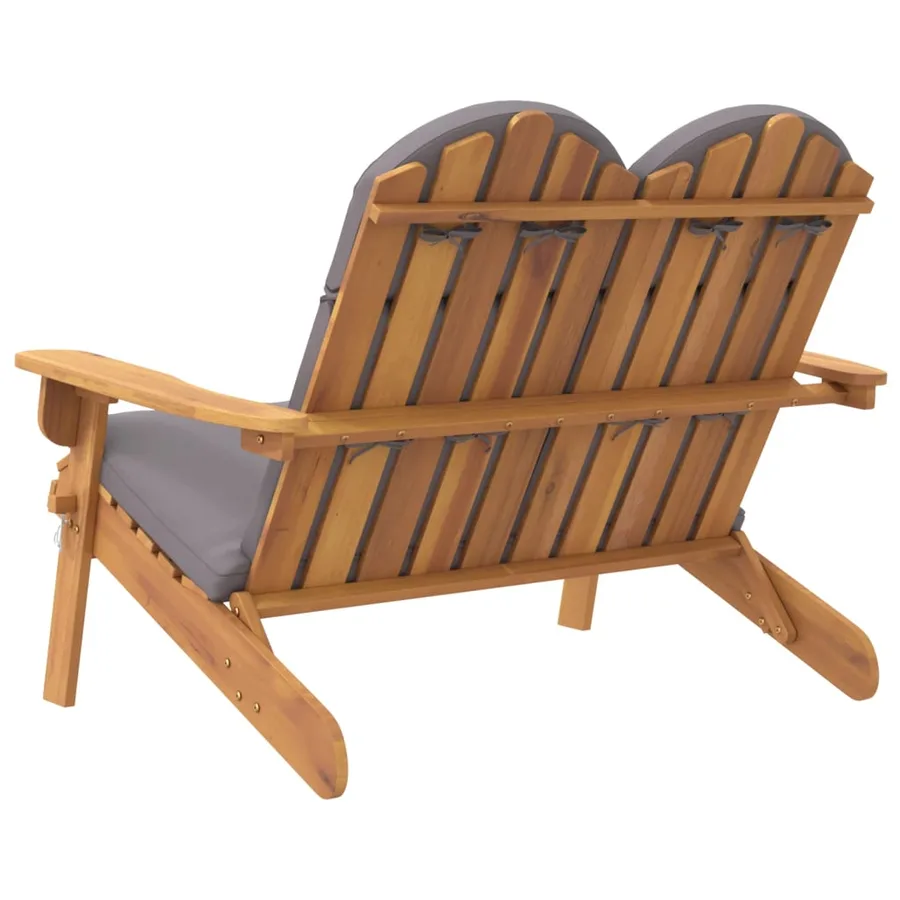 Banc de jardin Adirondack et coussins 126 cm bois massif acacia - 5