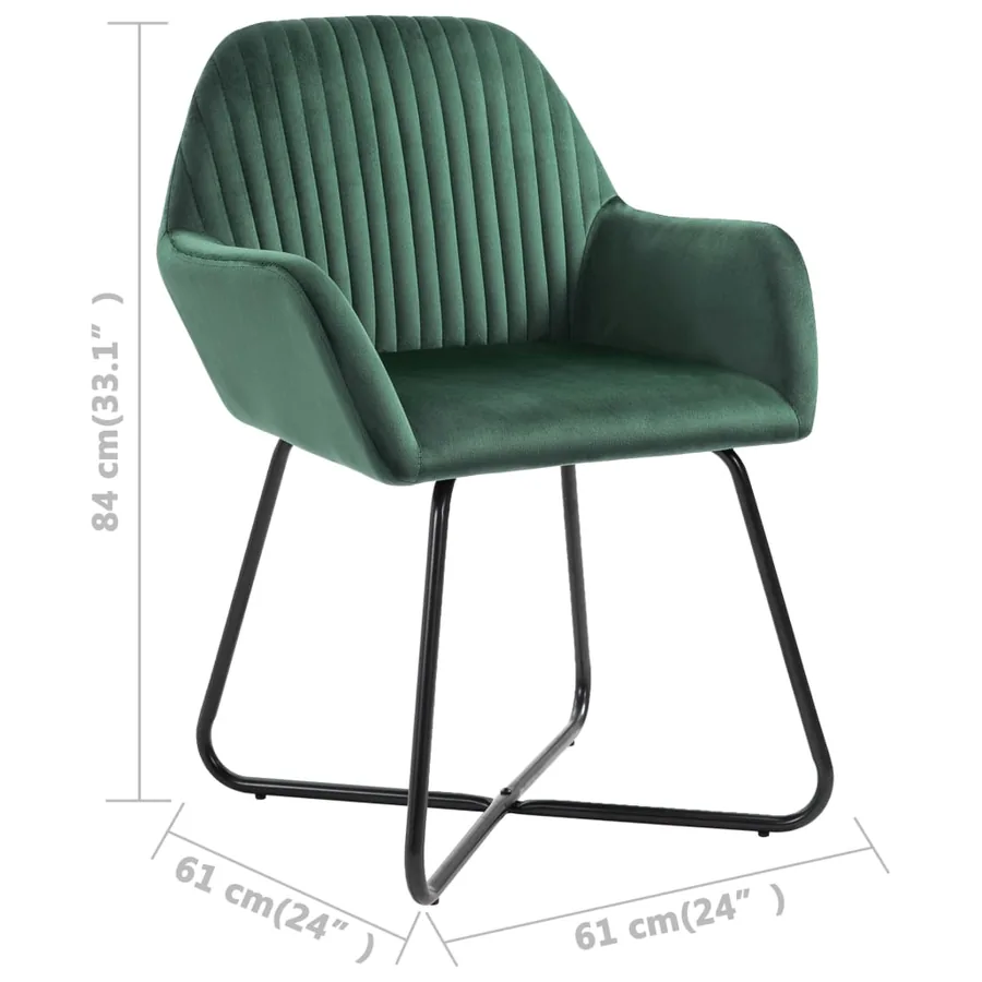 Chaises à manger lot de 2 vert velours - 8