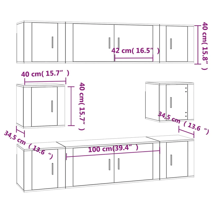 Ensemble de meubles TV 8 pcs Chêne sonoma Bois d'ingénierie - 7