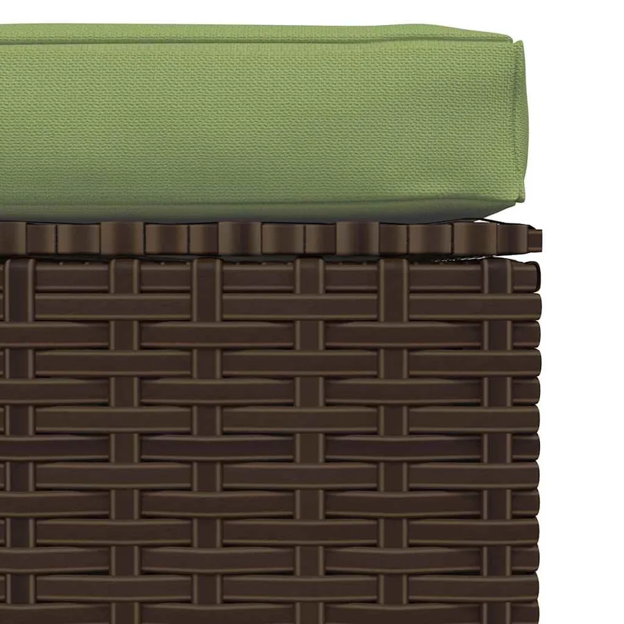 Repose-pied de jardin et coussin Marron 70x70x30 cm Poly rotin - 4