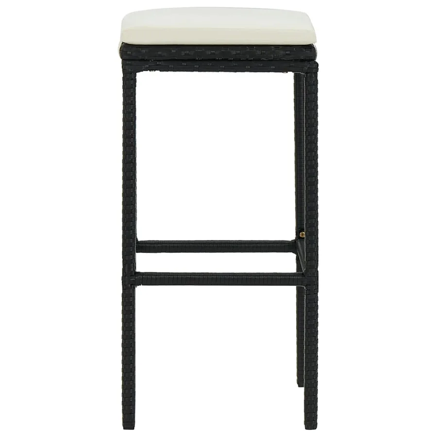 Tabourets de bar avec coussins lot de 3 noir résine tressée - 4